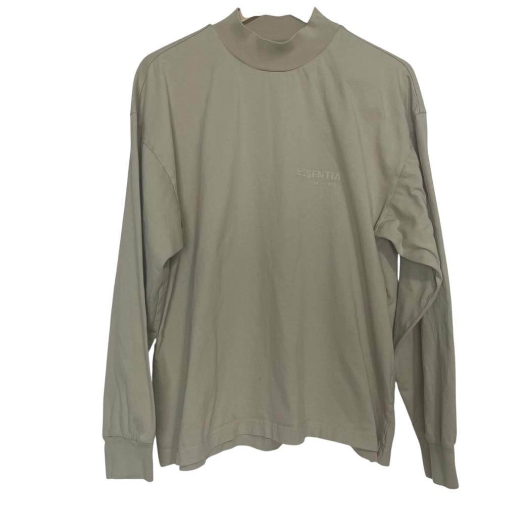 Fear Of God Essentials Shirt Mens S Oversized Beige Long Sleeve Tee Pullover - Picture 2 of 10